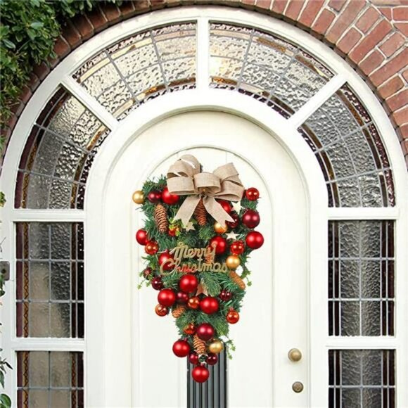 Christmas Wreath Winter Wreath for Front Door Xmas Party Favors Decoration - Picture 4 of 7